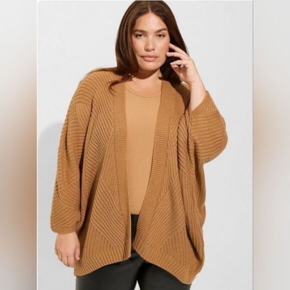 Torrid Textured Knit Dolman camel Wrap size 1/2X - Picture 1 of 7